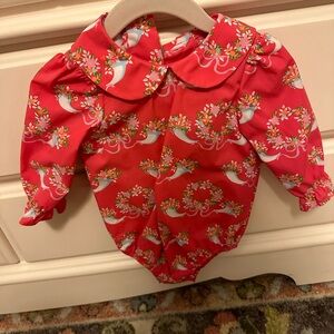 TBBC Maude’s Peter Pan collar onesie in Bows & Berries